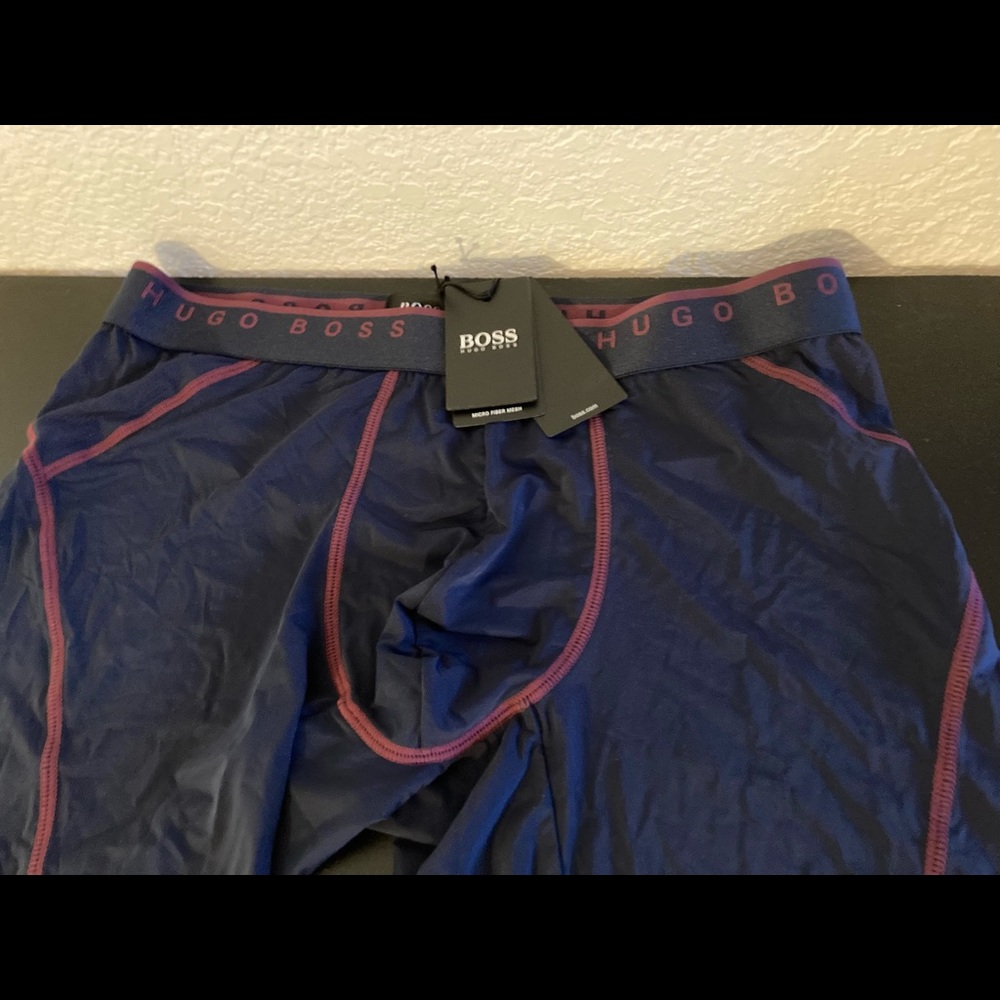 NEW BOSS HUGO BOSS MENS BOXER BRIEFS SZ M BLUE MUSCLE SUPPORT MOISTURE MANAGEMNT